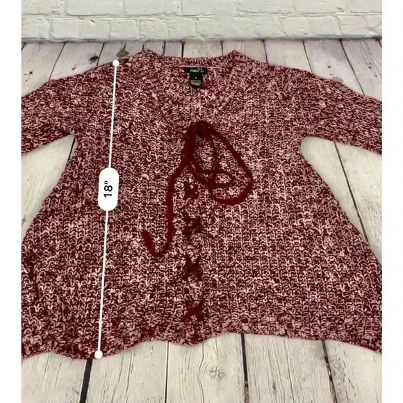 Rue 21 Red Pullover Sweater Small Knit Long Sleeve Ties Women's - Picture 12 of 14
